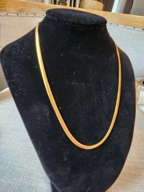Vintage Napier Gold Plated Herringbone Chain Necklace 18 " Layering Patent Pend